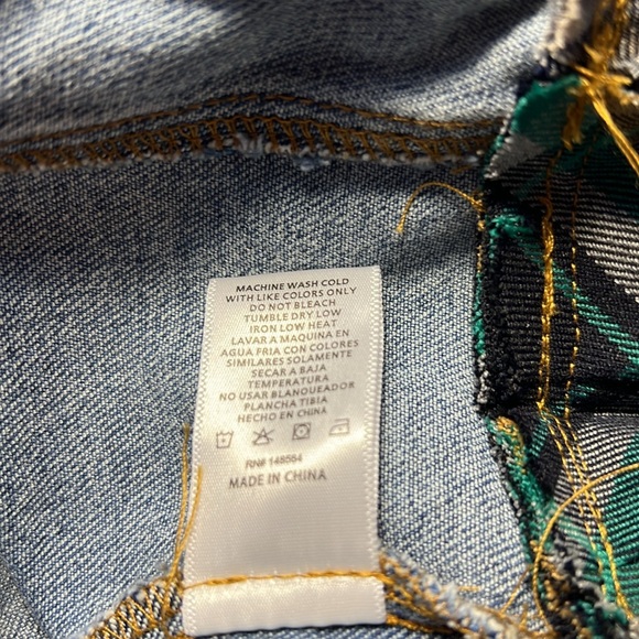 Akira NWT Size S Preppy Baby Girl Plaid Peplum Ruffled Denim Jacket (0486) - Picture 13 of 13